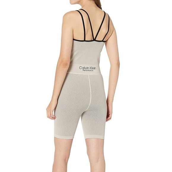 Calvin Klein Performance Seamless Thick Rib Unitard Beige - Picture 2 of 8